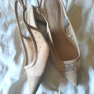 New Elegant Beige Slingback Heels